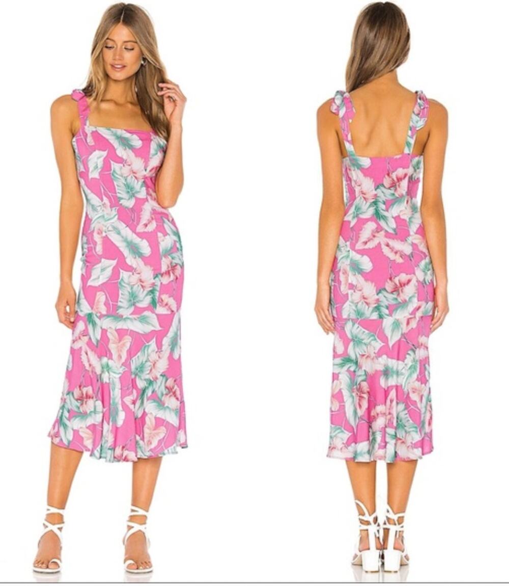 Revolve Privacy Please Celine Dress Womens Large Pink Floral Resort Cocktail NWT